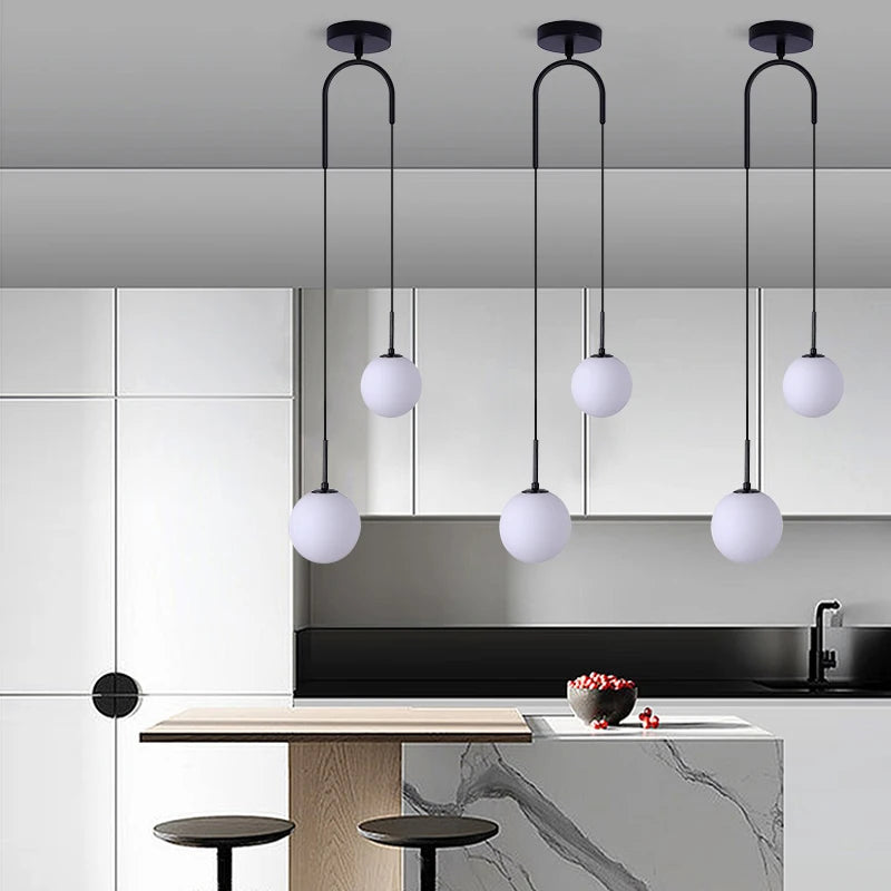 Nordique PENDENTIF LED Lumières Chambre Chevet Restaurant Bar Simple Salon Fond Mur Créatif Bar Décor Suspension - vue 5 sur 9