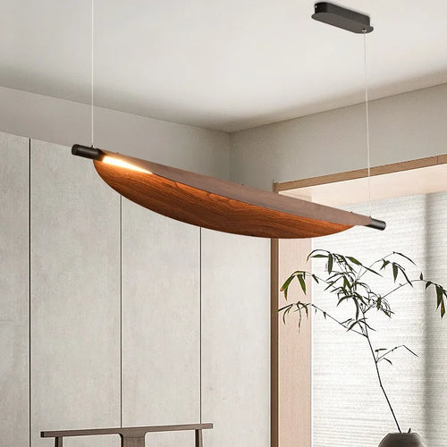 lustre japonais en bois de noyer style rétro pour décoration intérieure - vue 6 sur 10