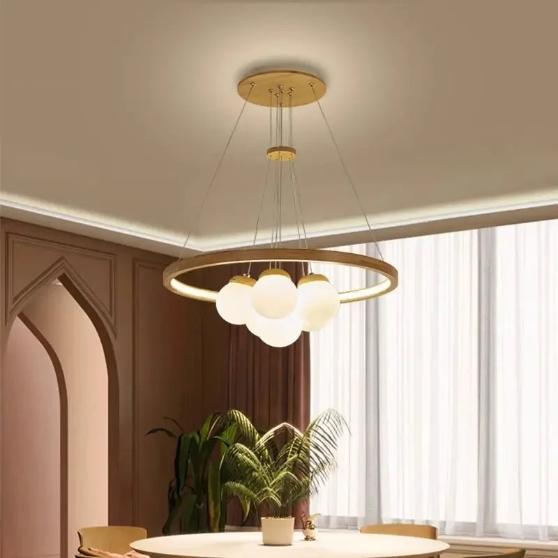 plafonnier led suspendu design moderne en forme de boule de verre - vue 6 sur 8