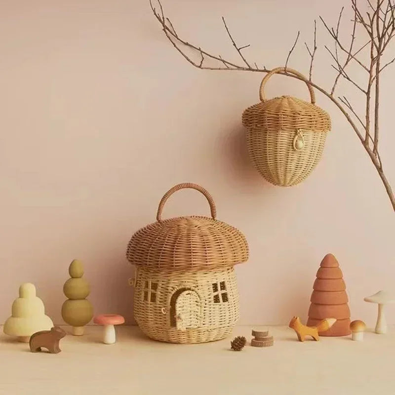 panier en rotin pour enfants organisateur pique-nique jouets et articles divers - vue 4 sur 11