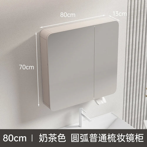 armoire circulaire en aluminium avec miroir éclairage intelligent et rangement - vue 33 sur 32