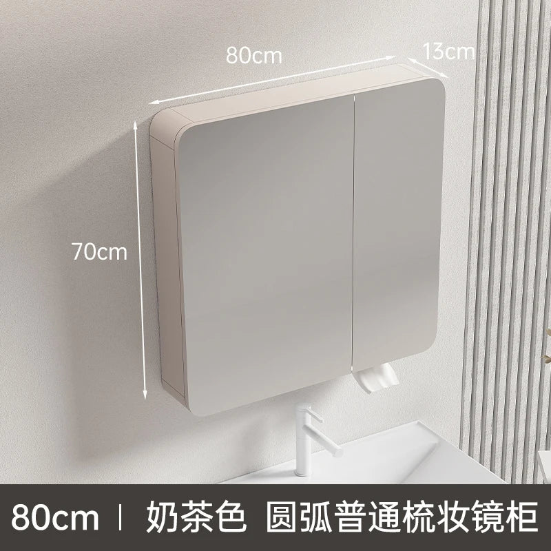 armoire circulaire en aluminium avec miroir éclairage intelligent et rangement