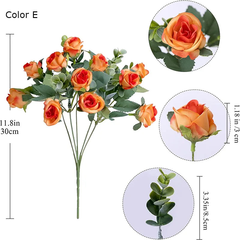 bouquet de roses artificielles avec eucalyptus et pivoine décoratif - vue 9 sur 12