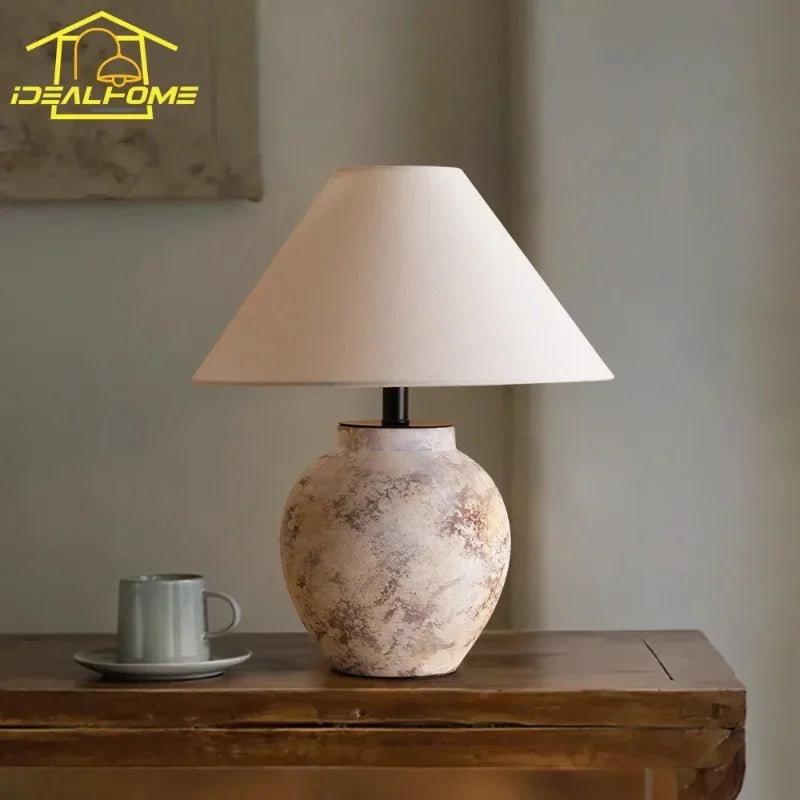 lampe à poser en céramique vintage style wabi-sabi décorative zen