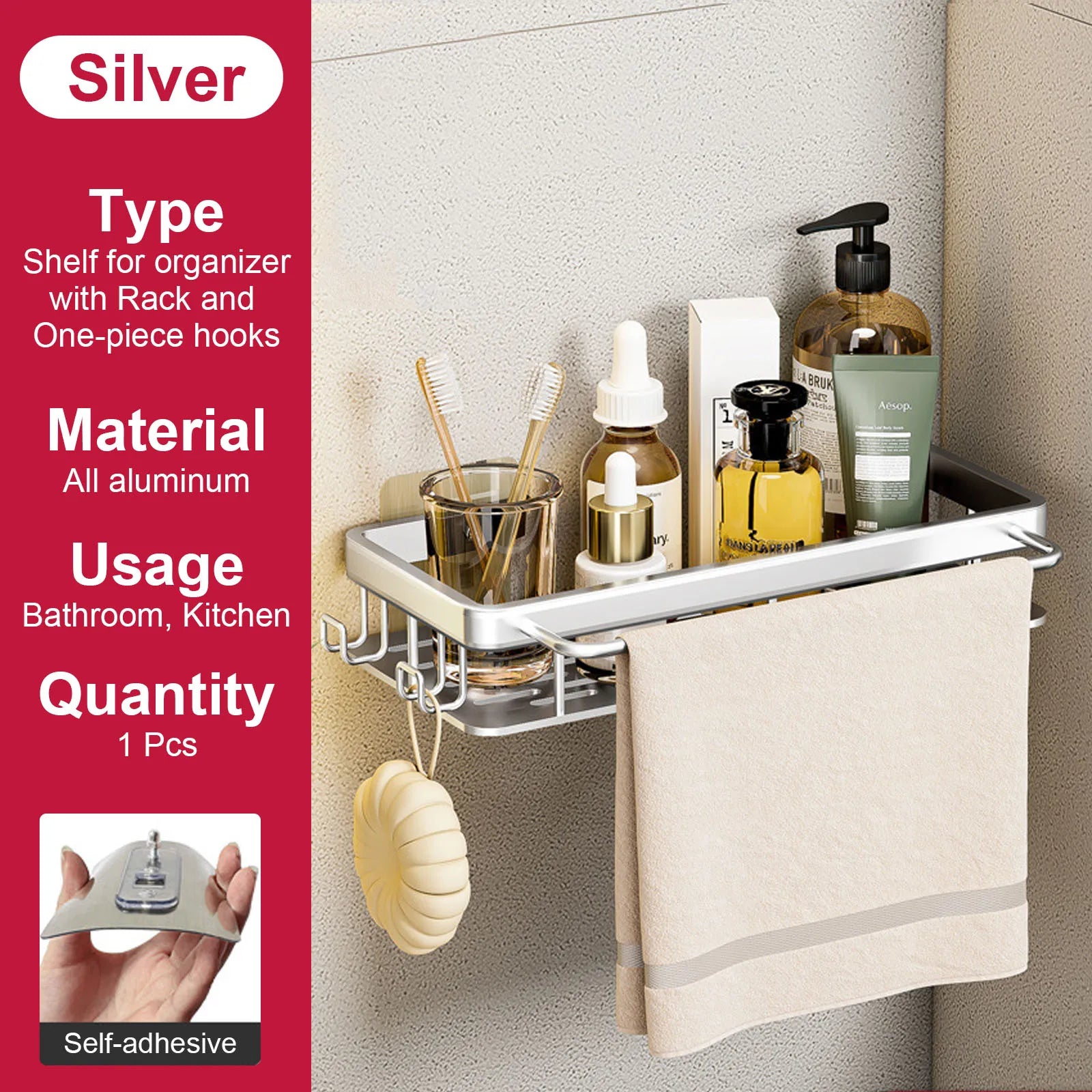 etagère murale sans perçage pour rangement de salle de bain et cuisine - vue 21 sur 30
