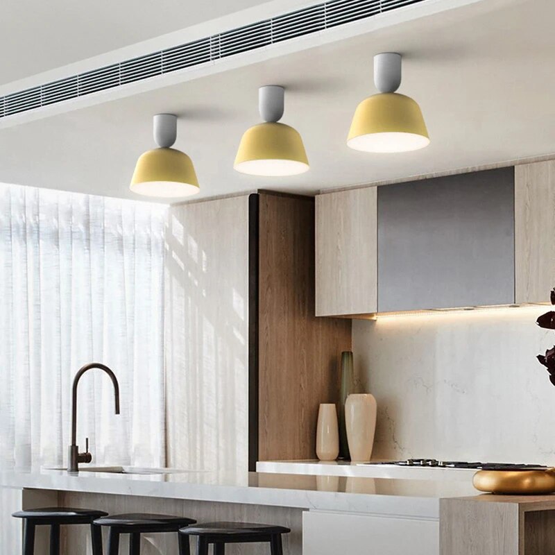 Plafonnier métal moderne nordique LED ronde déco intérieure. - vue 7 sur 24