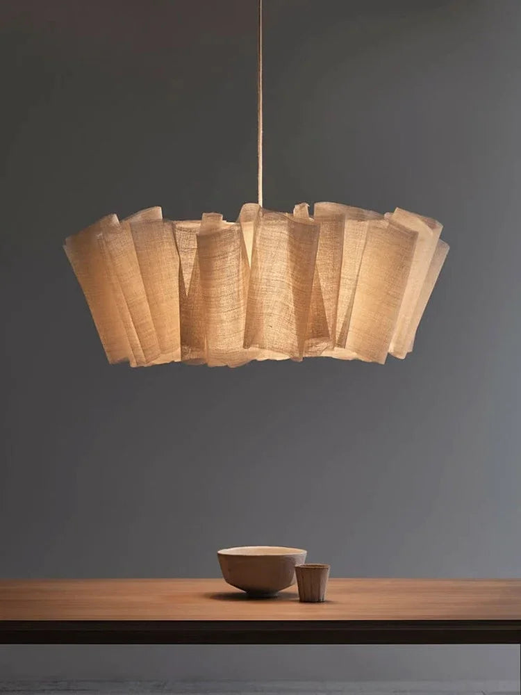 Nordique Vintage Wabi Sabi vent fait à la main tissu Led lustre B &amp; B éclairage intérieur salle à manger Bar chambre chevet suspension lumières - vue 6 sur 10