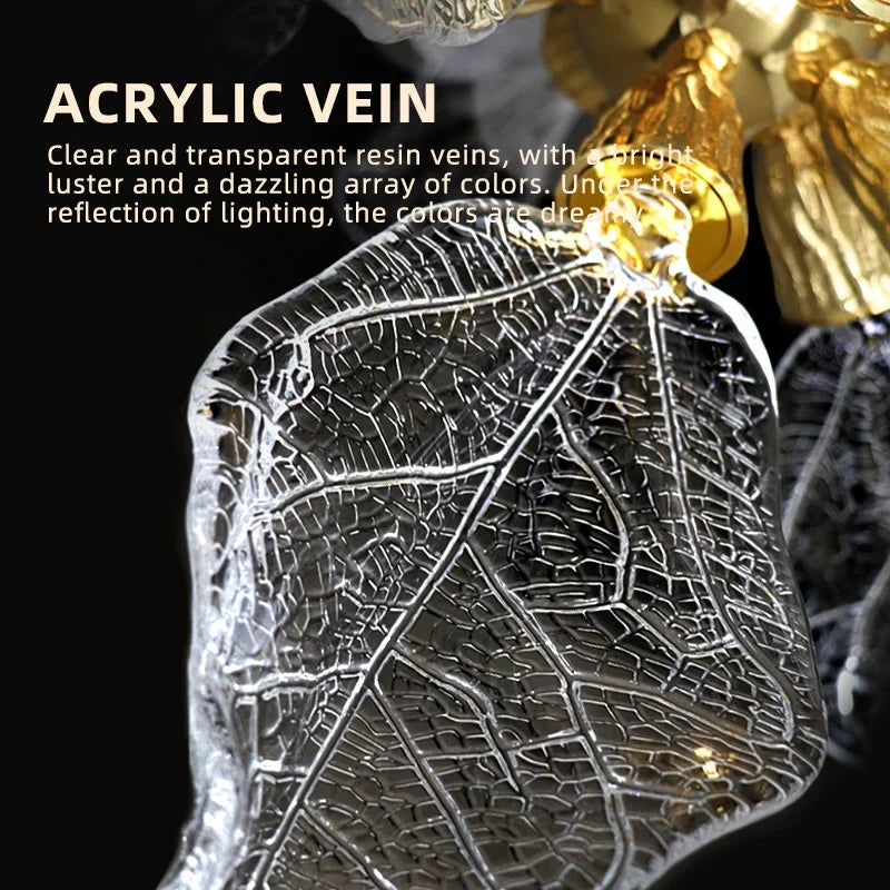 lustre moderne en verre de résine en forme de feuille pour intérieur - vue 4 sur 9
