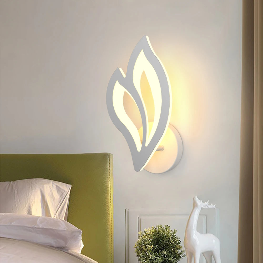 applique murale led moderne en forme de feuille pour éclairage intérieur - vue 2 sur 8