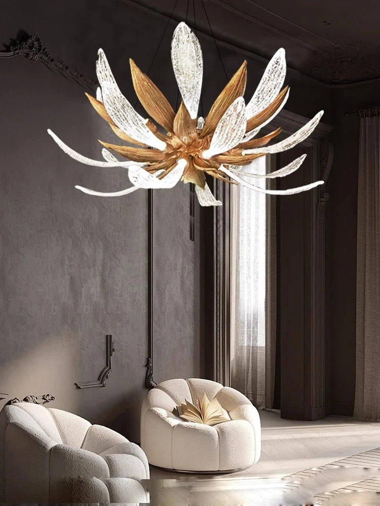 lustre led en cuivre et verre à intensité variable pour intérieur - vue 5 sur 11