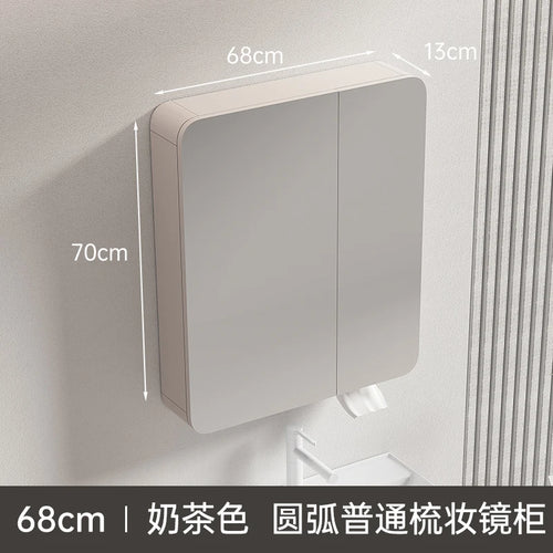 armoire circulaire en aluminium avec miroir éclairage intelligent et rangement - vue 18 sur 32