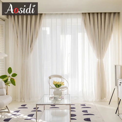 Rideau occultant double couche style japonais pour chambre - vue 3 sur 7