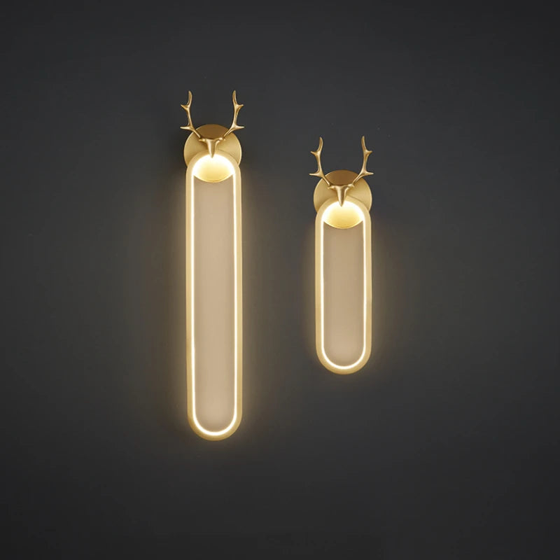 applique murale à led en cuivre tête de cerf art déco moderne - vue 5 sur 12