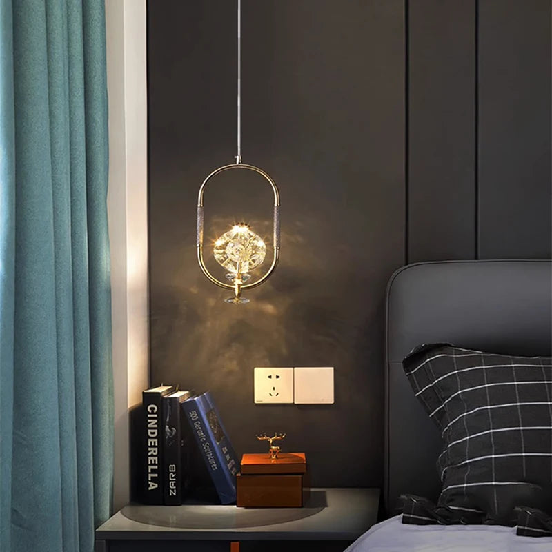 lustre en verre LED avec ceinture en cuir rétro moderne - vue 4 sur 30