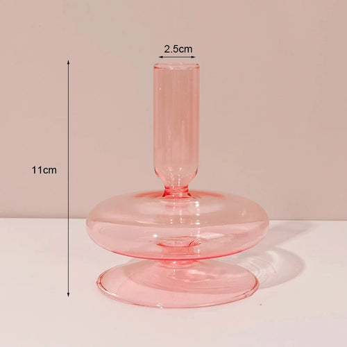 bougeoir en verre décoratif à rayures coniques pour événements festifs - vue 16 sur 30