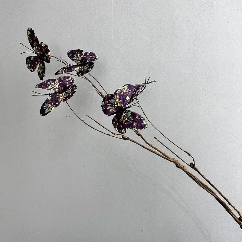 branche de papillon artificielle avec fausses fleurs décoratives pour jardin