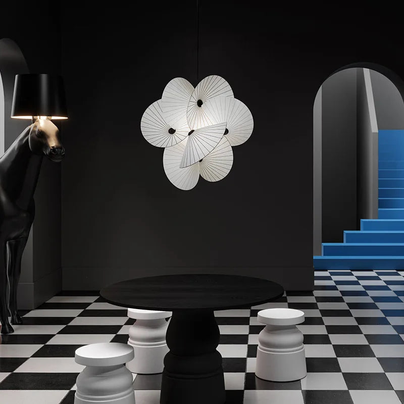lustre 	 en tissu design réglable pour éclairage maison - vue 4 sur 7