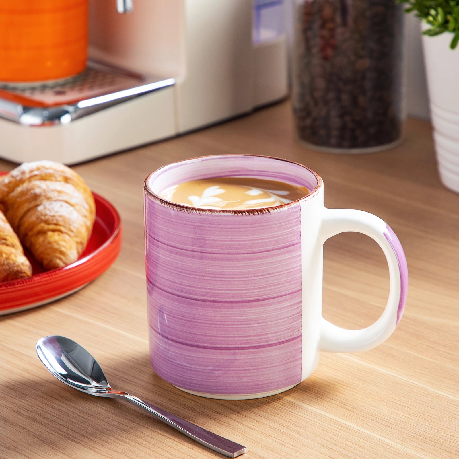 Service tasses grès motif artisanal grande capacité - vue 7 sur 7