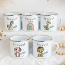 Mug enfant personnalisé animal prénom style cartoon émail