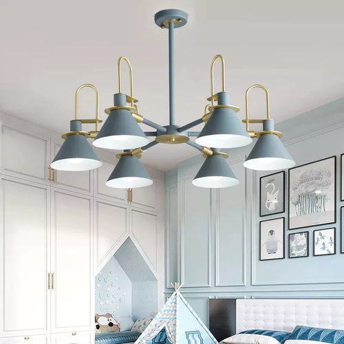 Suspension LED créatives simples suspension 1/3/6/8 têtes lampes de plafond en bois nordique pour salon chambre veilleuses E27