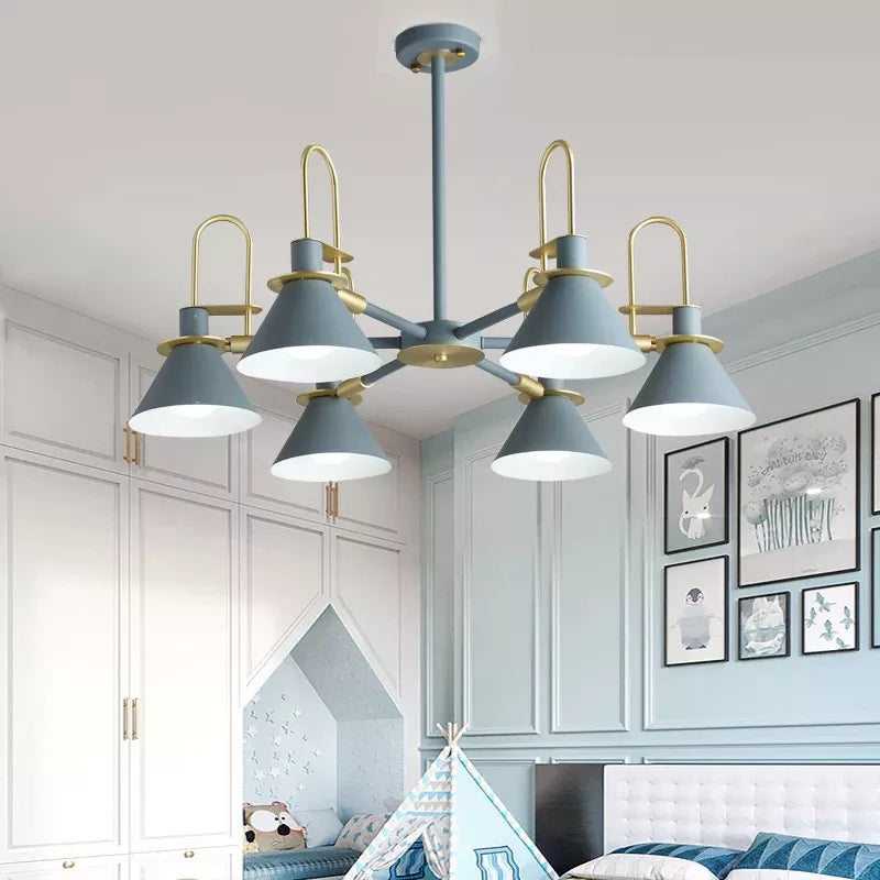 Suspension LED créatives simples suspension 1/3/6/8 têtes lampes de plafond en bois nordique pour salon chambre veilleuses E27