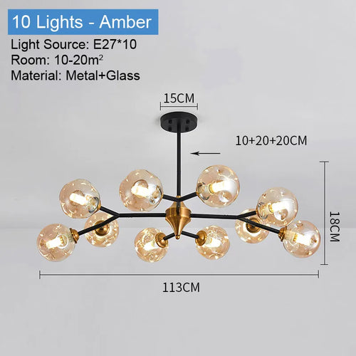 plafonnier led suspendu boule de verre design moderne luminaire intérieur - vue 14 sur 14