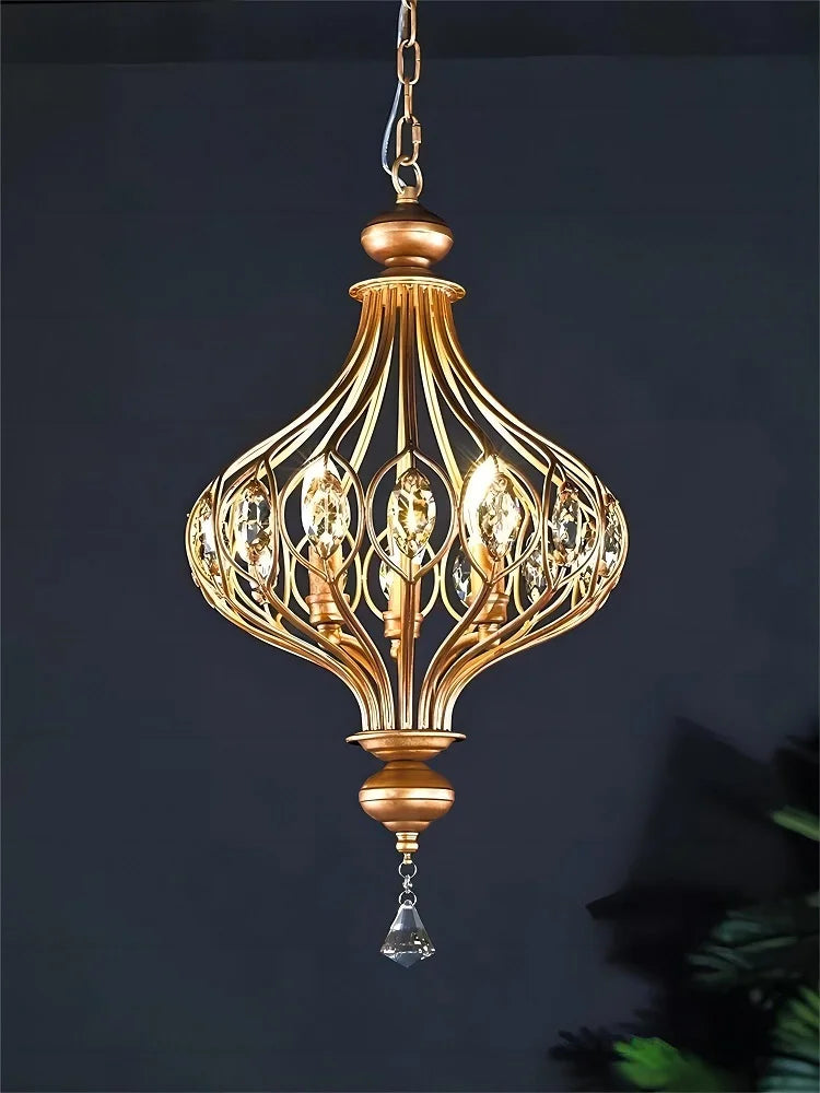 lustre rétro français en cristal style vintage suspension - vue 2 sur 9