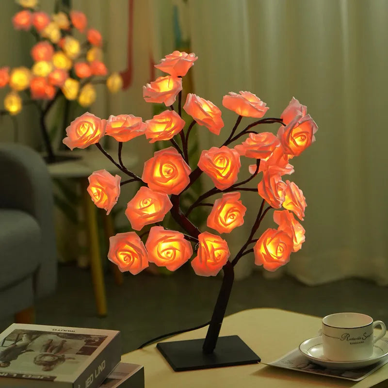 lampe de table led arbre cerisier cristal veilleuse nordique