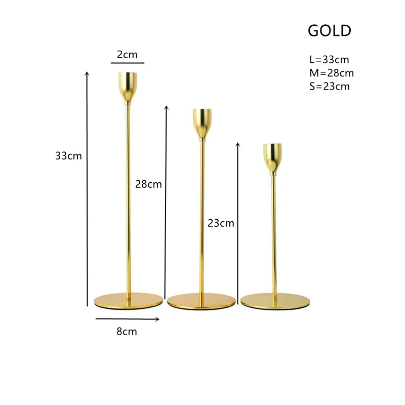 lot de 3 bougeoirs en métal décoration élégante pour mariage et fêtes - vue 19 sur 21