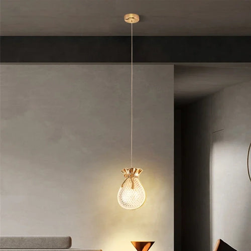 Gold Lucky Bag Chandelier For Living Room Bedroom Bedside Corridor Home Decoration Accessories Led Lighting Decorative Lamps - vue 3 sur 7
