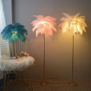 lampadaire décoratif en plumes d'autruche avec luminaire led