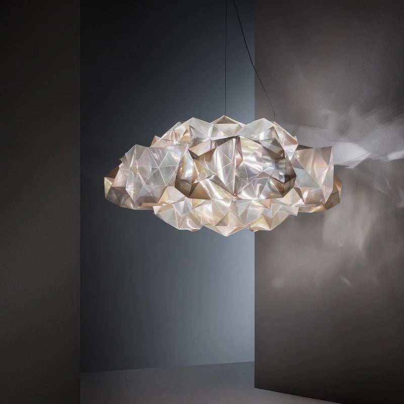 suspension lumière acrylique nuage diamant moderne led personnalisé - vue 2 sur 8