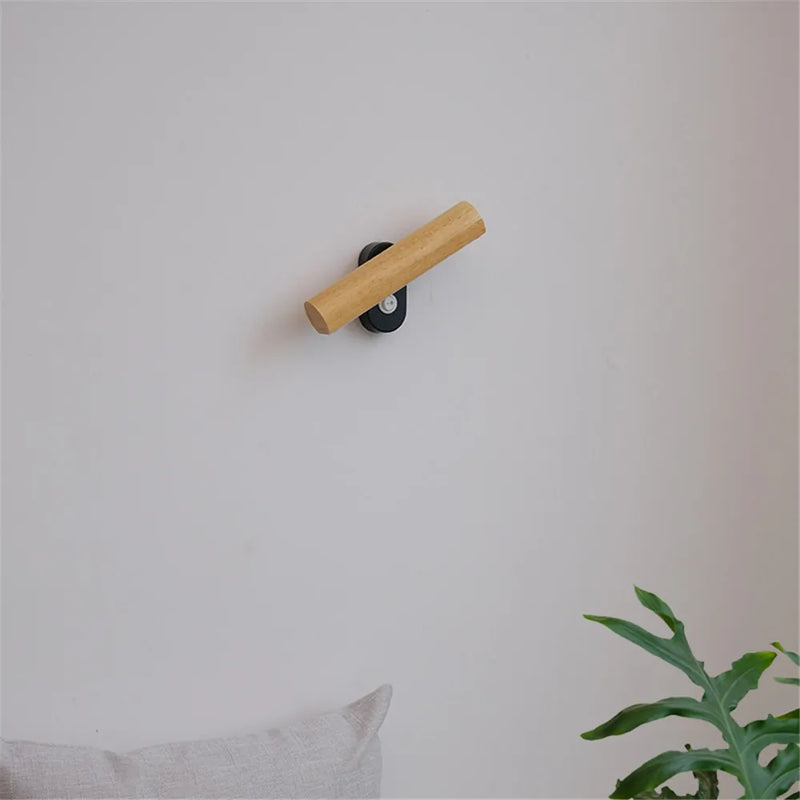 applique murale rotative minimaliste nordique en bois avec interrupteur led