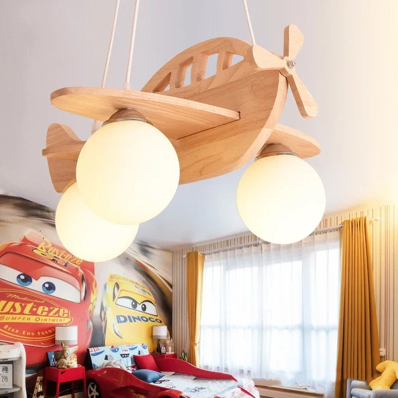 lustre en bois massif nordique design moderne pour éclairage créatif - vue 6 sur 9