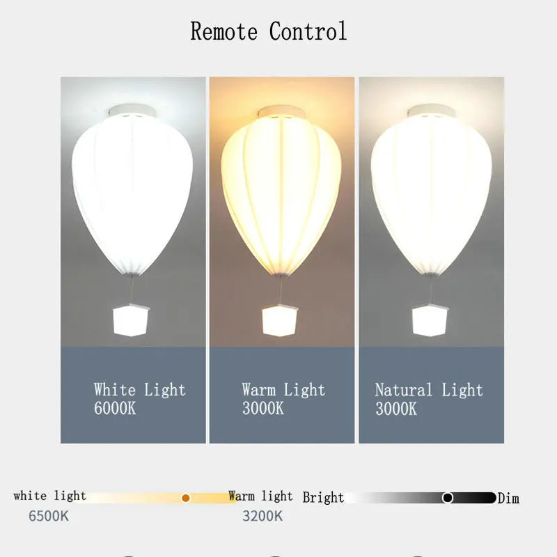 Kids Children's Ceiling Chandelier Light Air Ballon Design Remote Control LED Pendant Chandelier Lamps White Pink Yellow Blue - vue 5 sur 16