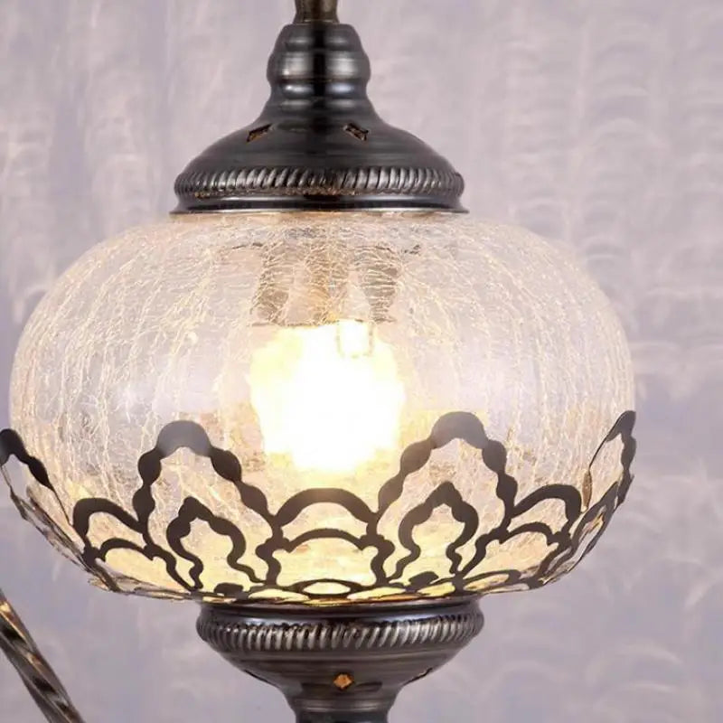 suspension vintage bohème en verre craquelé fait main - vue 6 sur 9