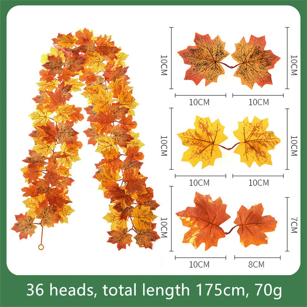 guirlande de feuilles d'érable artificielles en soie décorative pour jardin - vue 12 sur 16