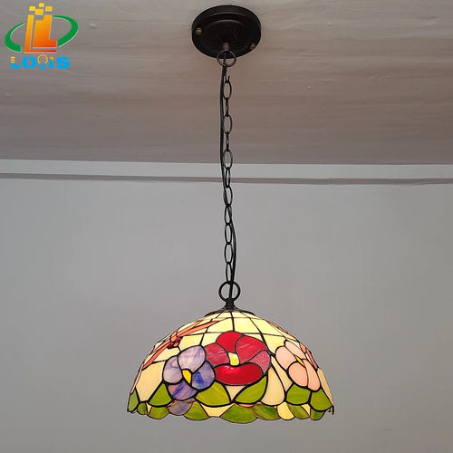 lustre libellule fleur style pastoral tiffany pour restaurant et cuisine - vue 3 sur 6