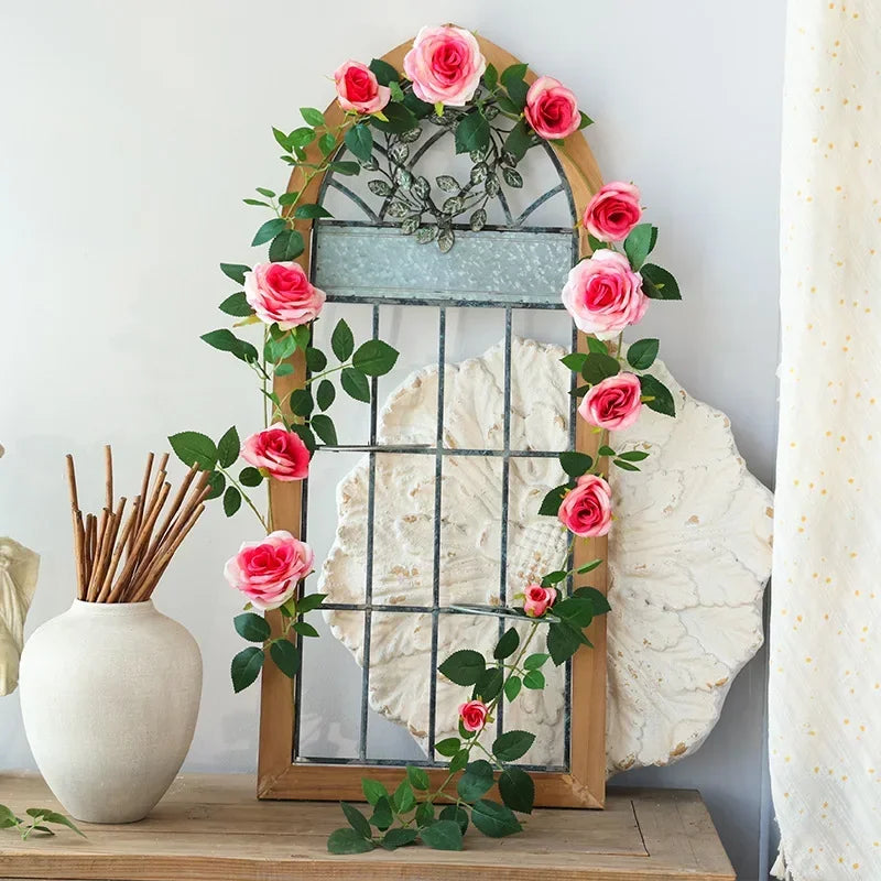 vignes de roses artificielles en soie pour décoration intérieure - vue 11 sur 12