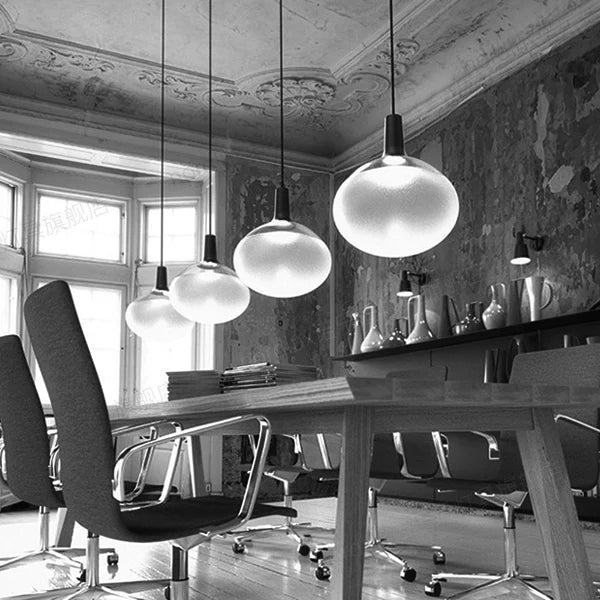 lustre en verre mat éclairage moderne pour intérieur design - vue 4 sur 9