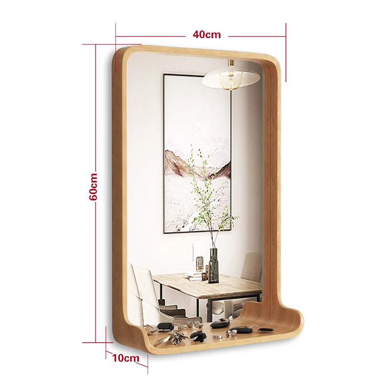 miroir en bois massif avec éclairage led et fixation murale - vue 13 sur 29