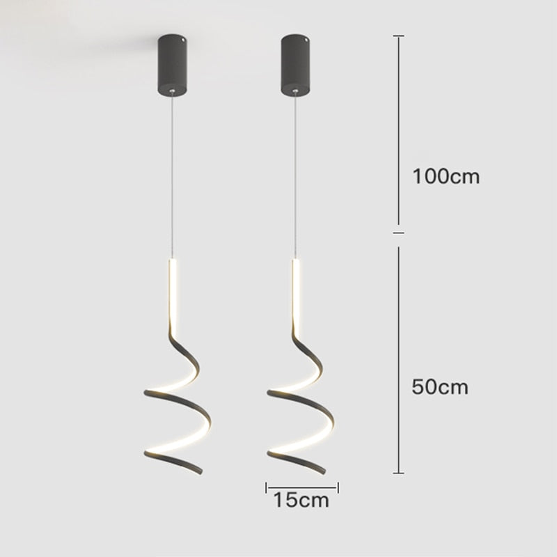 Suspension design LED minimaliste ondulé Polino