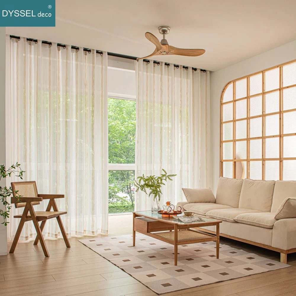 Voilage rideau rayé style moderne pour salon chambre - vue 5 sur 6