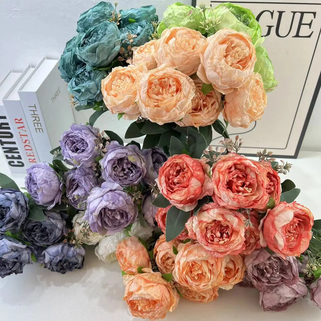 fleurs artificielles bouquet de pivoines pour mariage et décoration - vue 3 sur 13