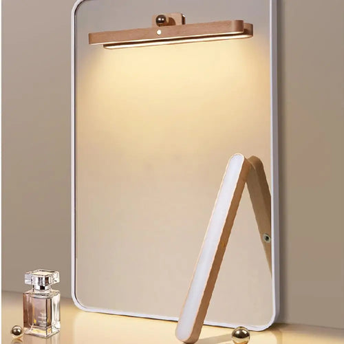 LED en bois veilleuse miroir avant lumière de remplissage Portable Rechargeable magnétique applique murale chambre lampe de chevet - vue 4 sur 6