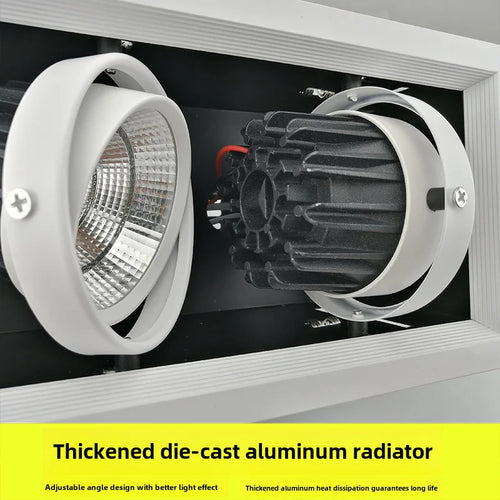 plafonnier encastré led carré à deux ou trois têtes pour éclairage intérieur - vue 3 sur 5