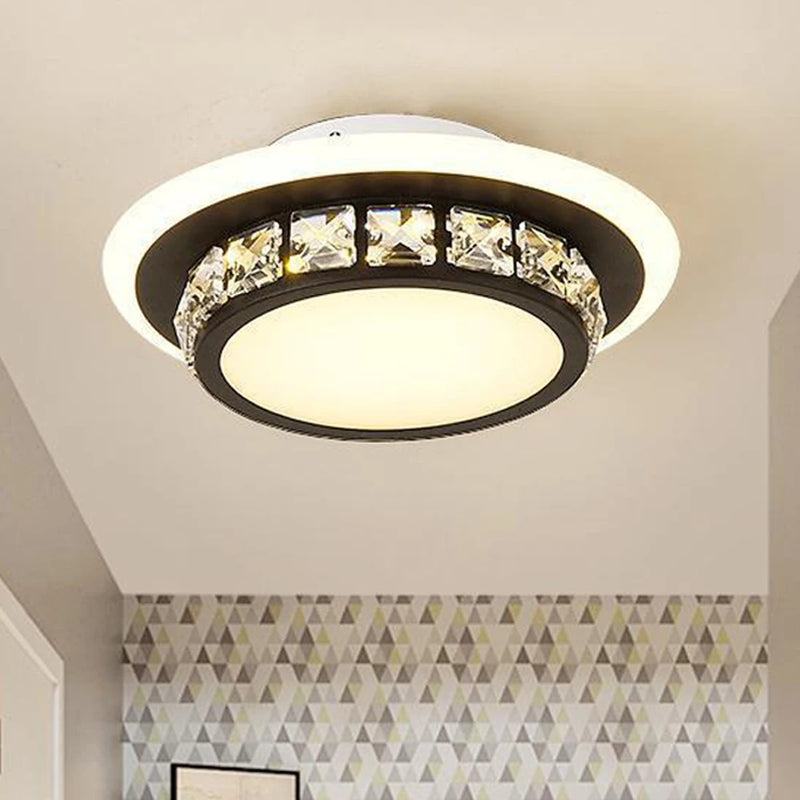 Plafonniers en cristal modernes lampe à LED pour salon chambre étude blanc noir Surface montée éclairage décoration lustre