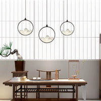 lustre chinois rétro en fer avec lumière led décorative