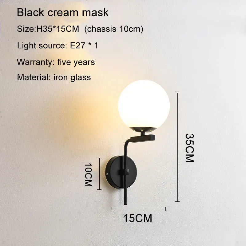 applique murale led moderne en forme de boule de verre pour décoration intérieure