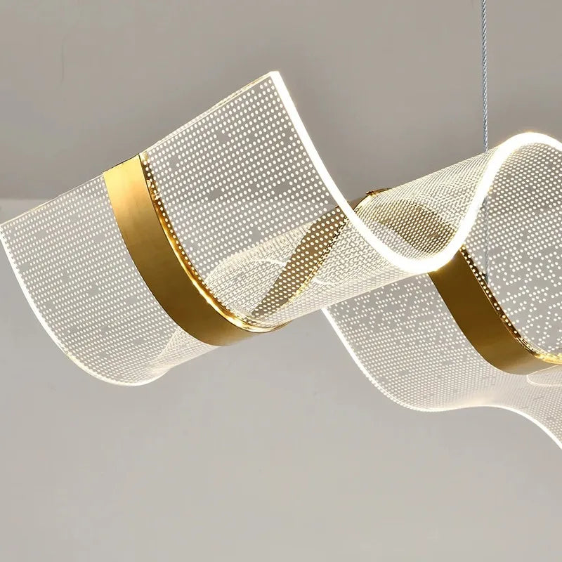 lustre led design vague suspension luminaire intensité variable - vue 7 sur 9